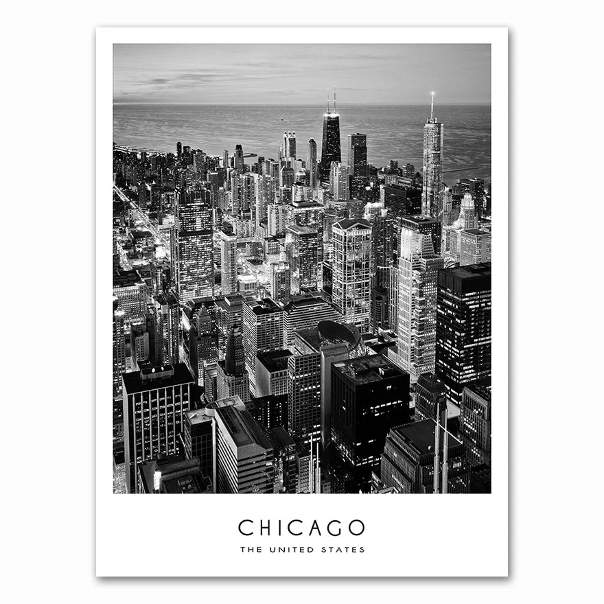 affiche poster ville noir et blanc