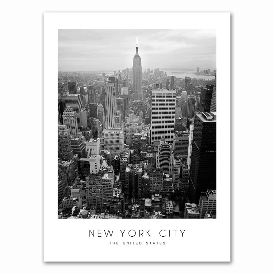 affiche poster ville noir et blanc