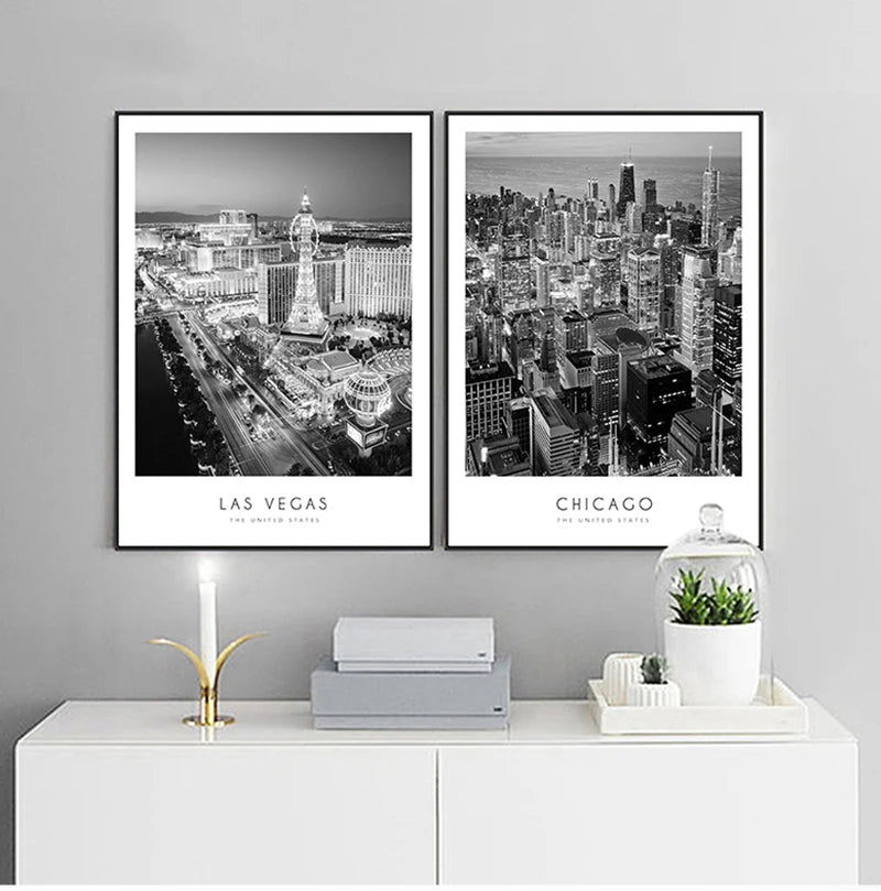 affiche poster ville noir et blanc