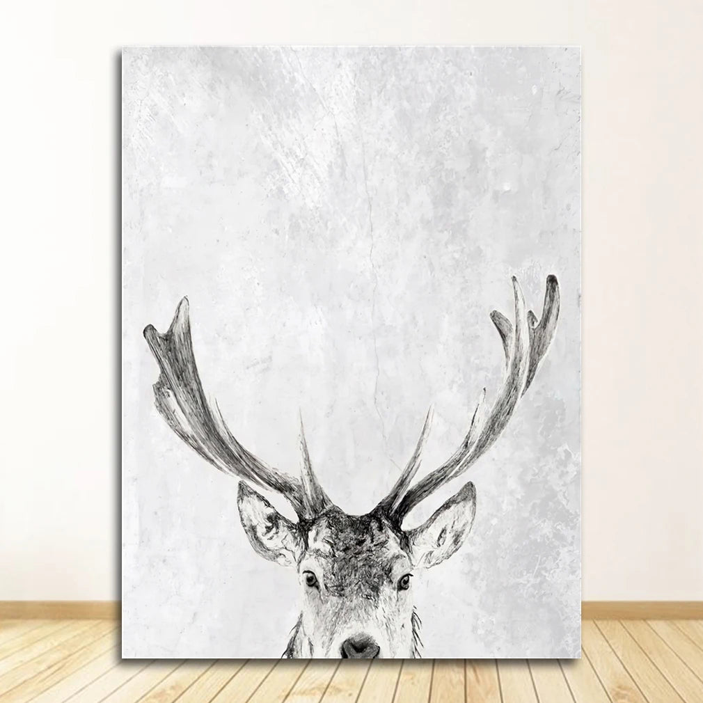 affiche poster noir et blanc cerf
