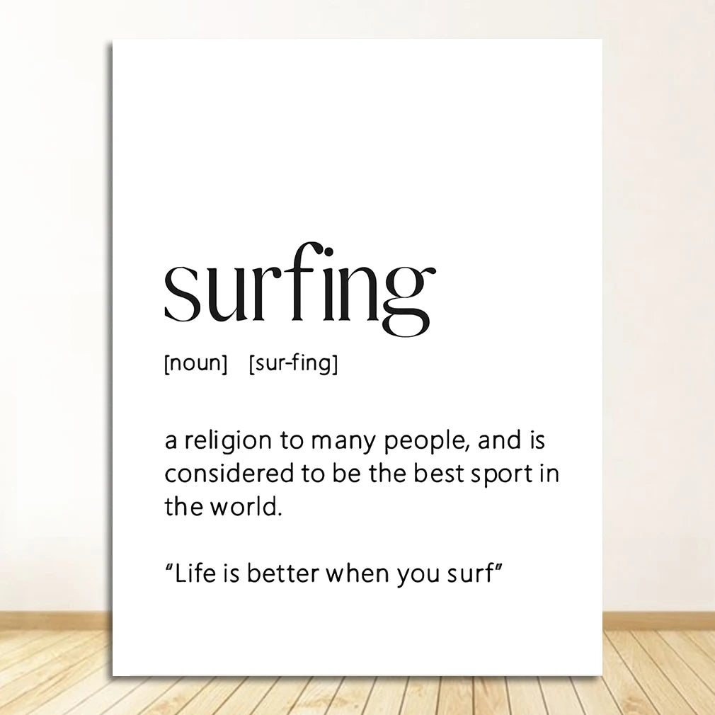 affiche poster noir et blanc surf