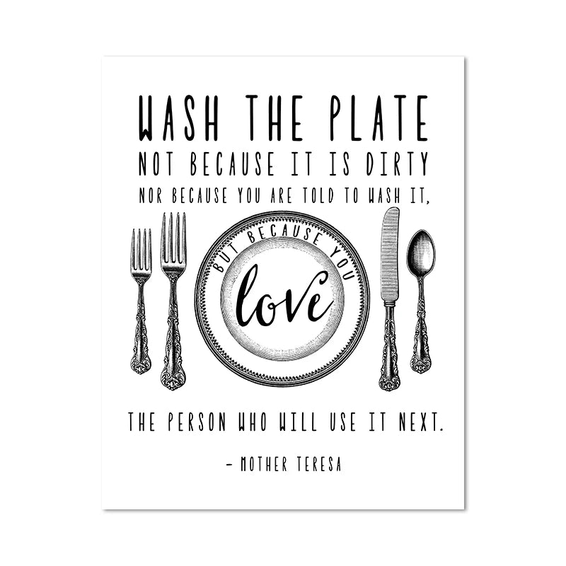 affiche poster noir et blanc cuisine