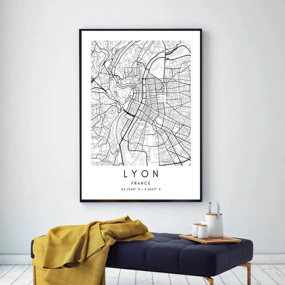affiche poster carte de Lyon-Affiche- affiches-posters.fr