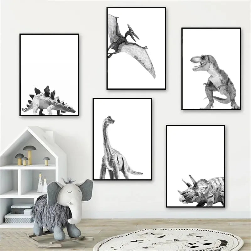 affiche poster dinosaure noir et blanc-Affiche- affiches-posters.fr