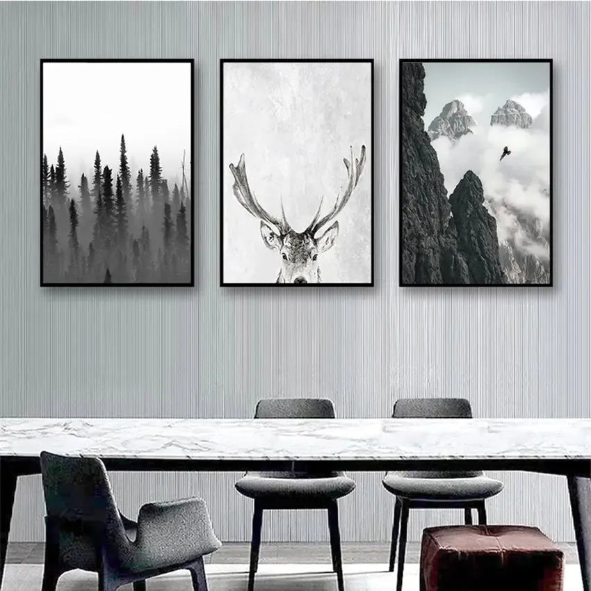 affiche poster noir et blanc cerf-Affiche- affiches-posters.fr