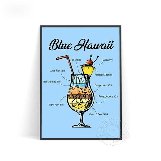 Affiche Cocktail Blue Hawaii