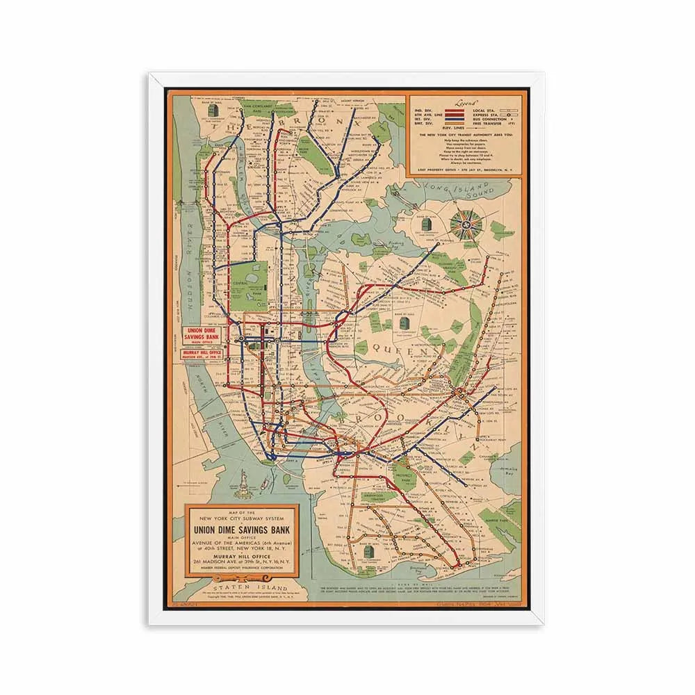 affiche poster New York plan de métro art