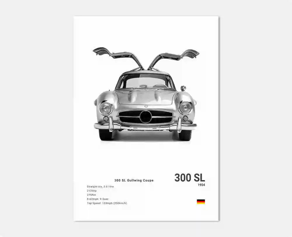 affiche poster noir et blanc voiture vintage