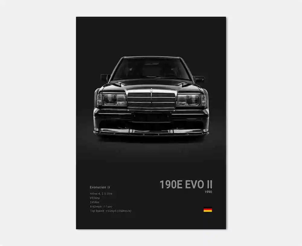affiche poster noir et blanc voiture vintage