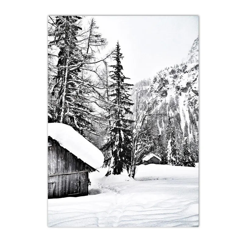 affiche poster montagne noir et blanc