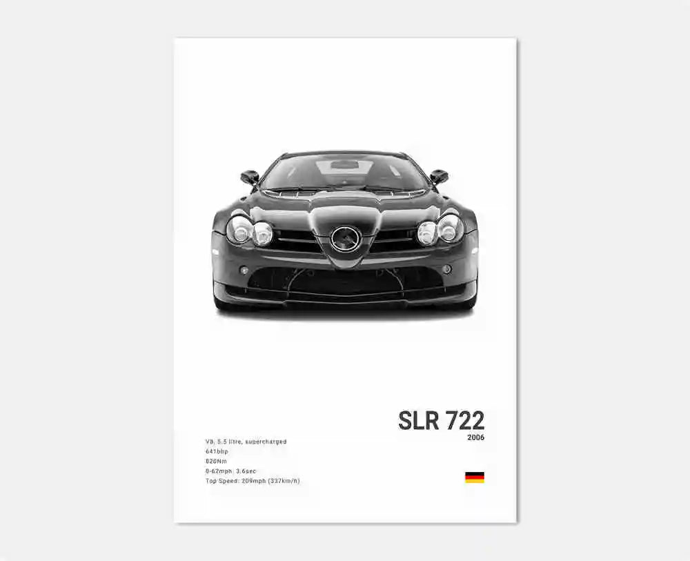 affiche poster noir et blanc voiture vintage
