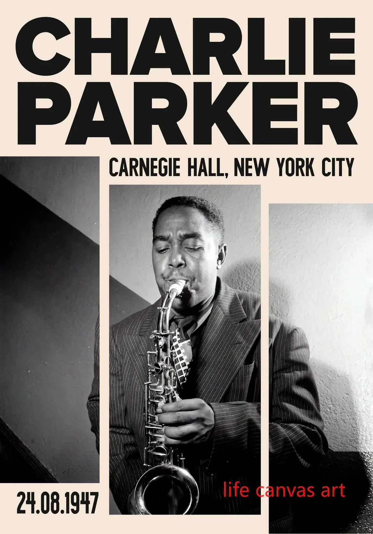 affiche poster noir et blanc jazz