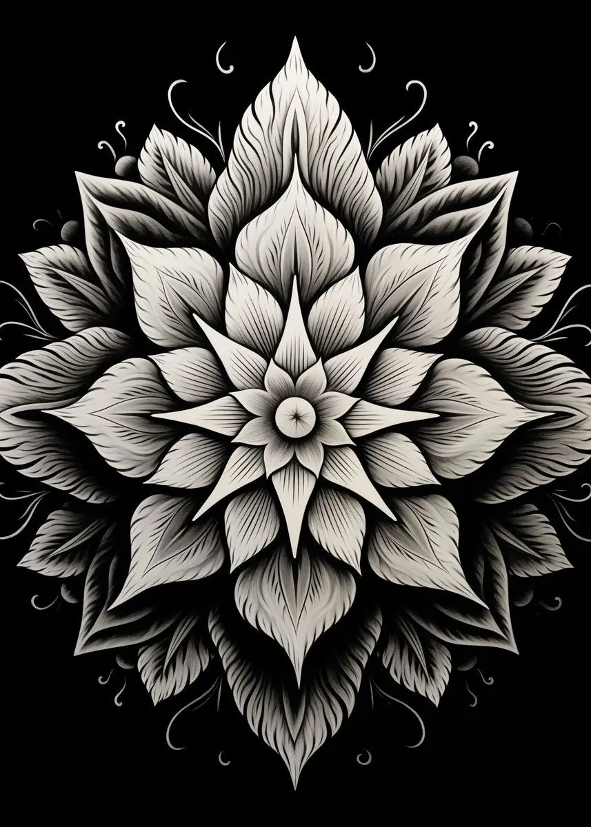 affiches poster mandala noir et blanc