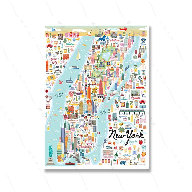 affiche poster New York carte