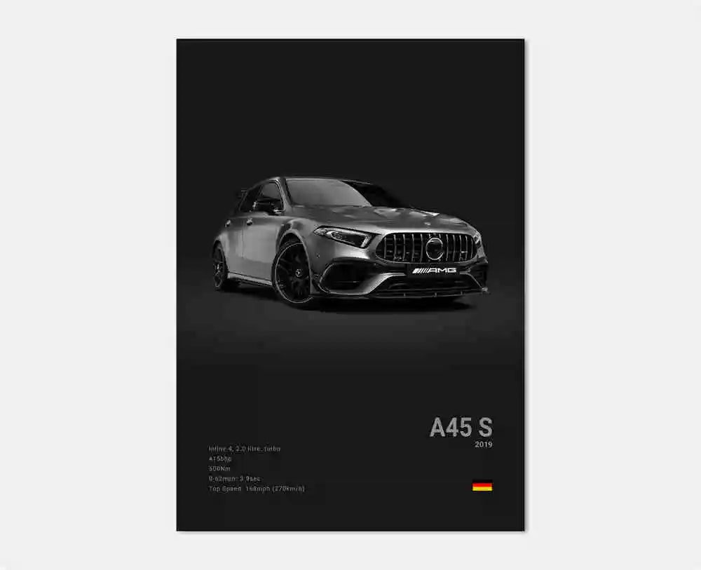affiche poster noir et blanc voiture vintage