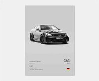 Thumbnail for affiche poster noir et blanc voiture vintage