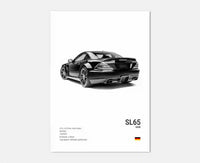 Thumbnail for affiche poster noir et blanc voiture vintage