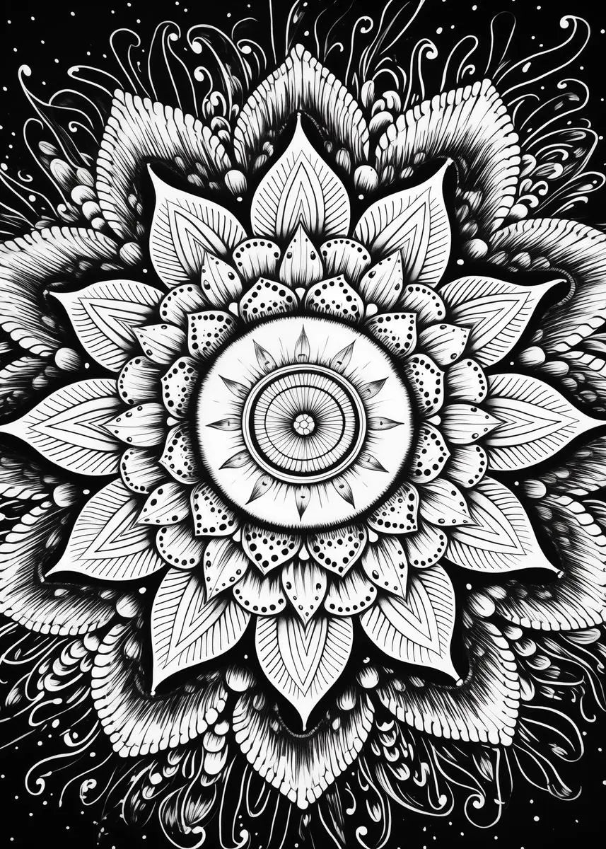 affiches poster mandala noir et blanc