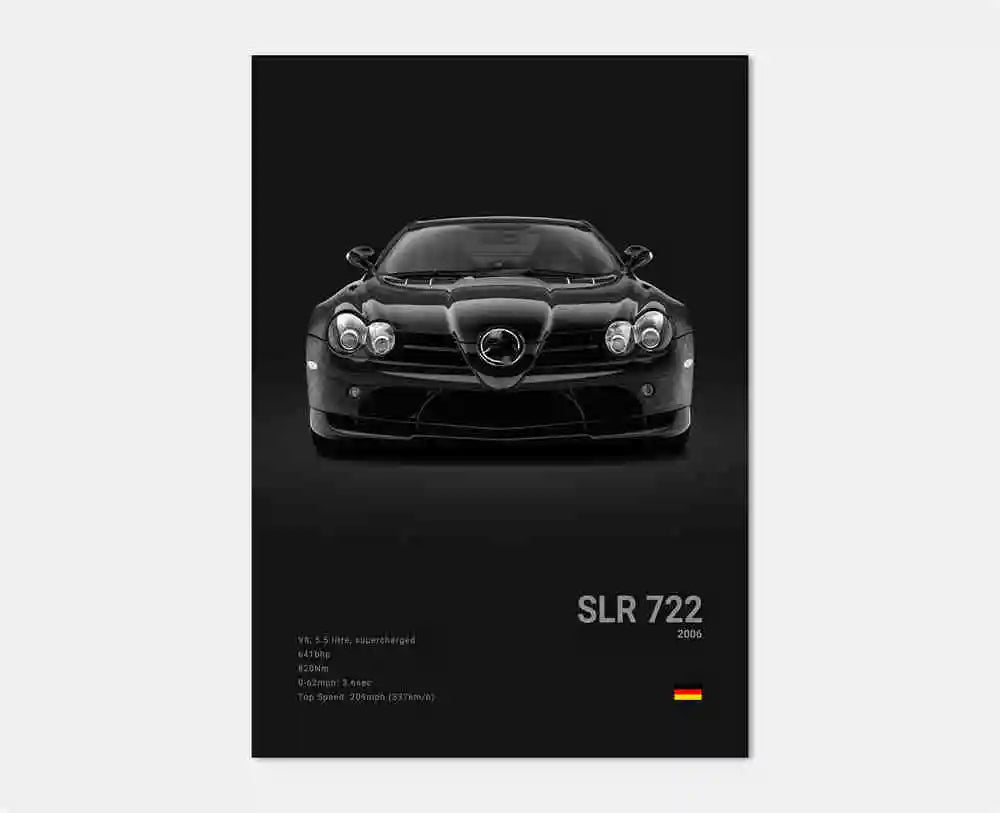 affiche poster noir et blanc voiture vintage