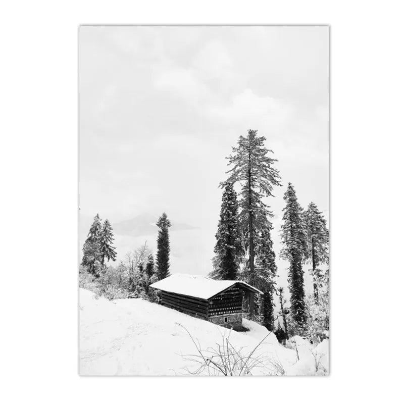 affiche poster montagne noir et blanc