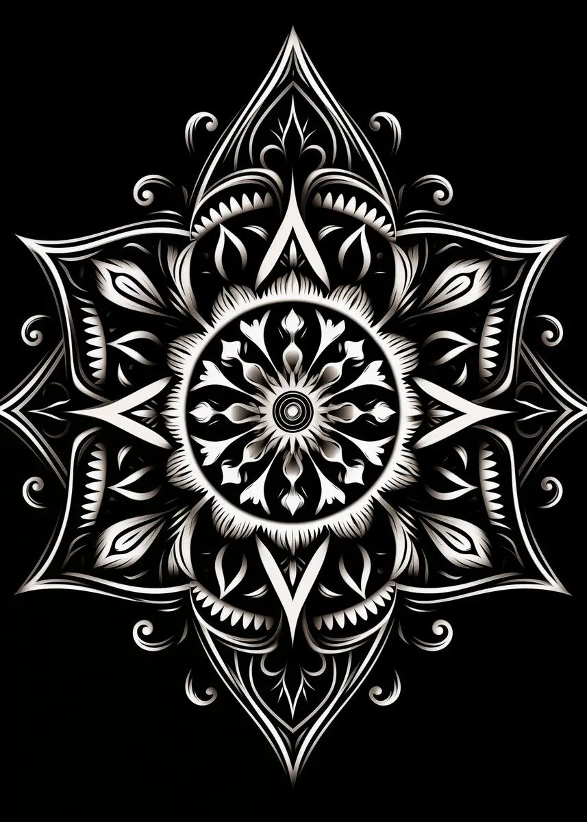 affiches poster mandala noir et blanc