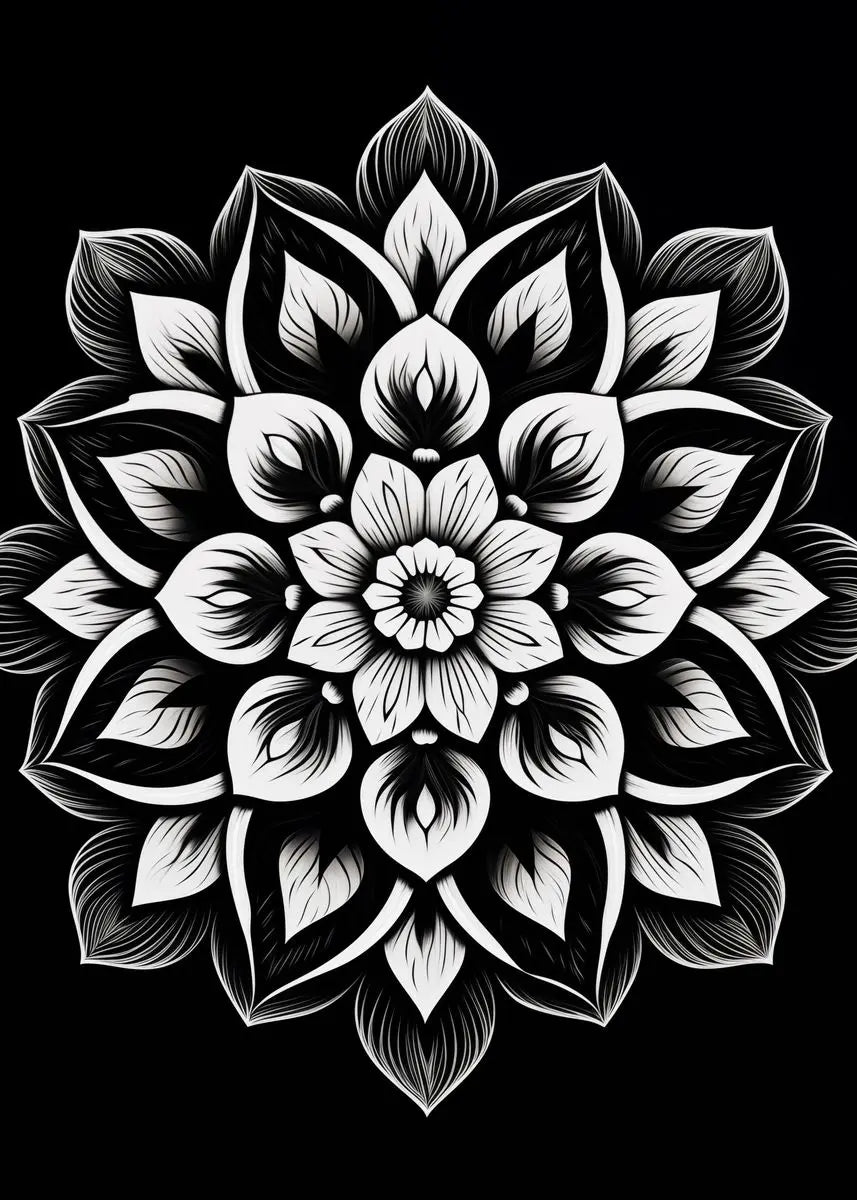 affiches poster mandala noir et blanc