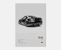 Thumbnail for affiche poster noir et blanc voiture vintage
