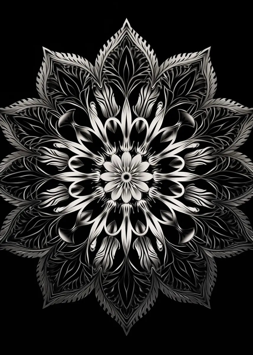affiches poster mandala noir et blanc