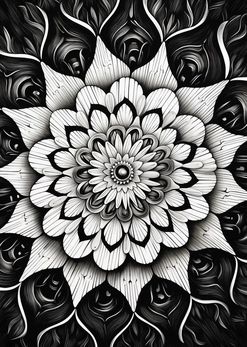 affiches poster mandala noir et blanc