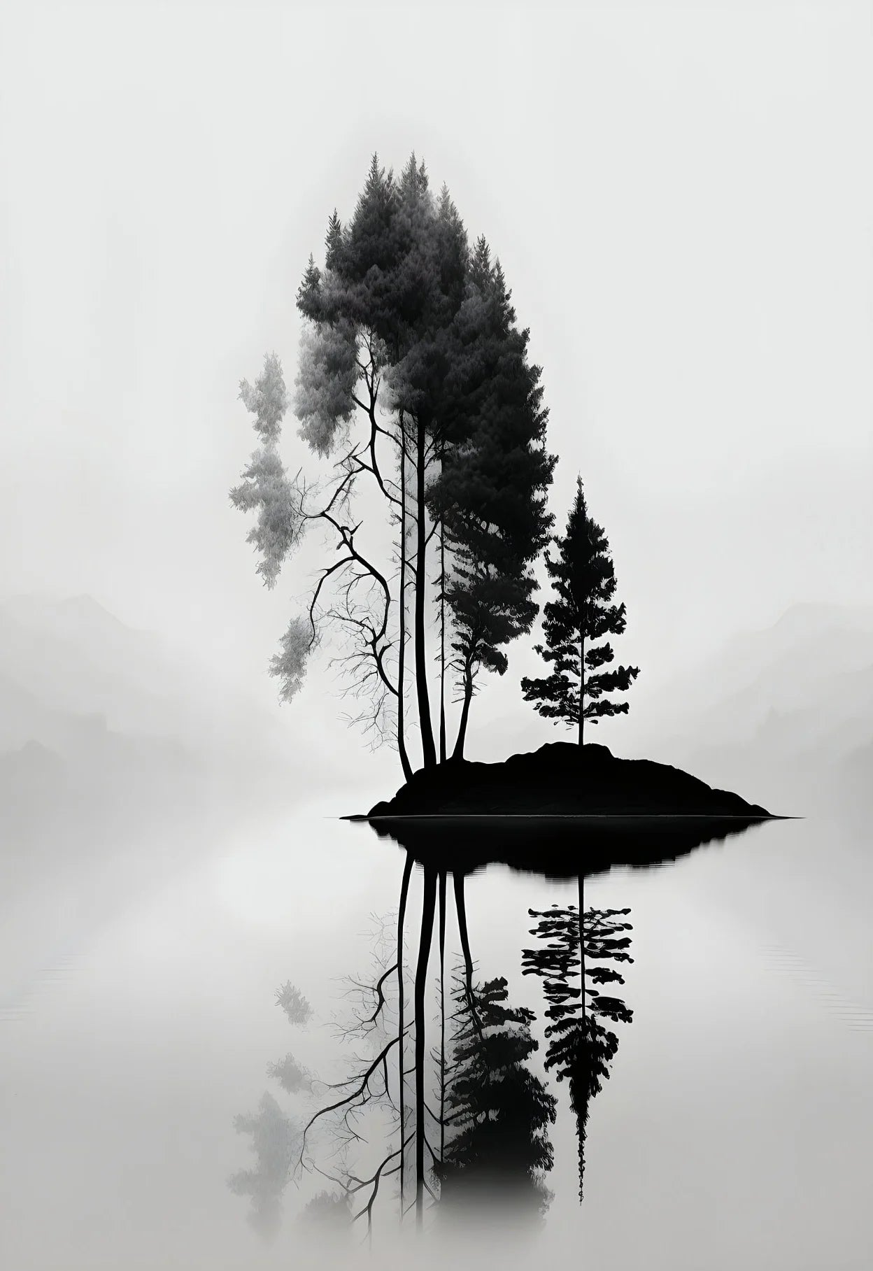 affiche poster noir et blanc arbre
