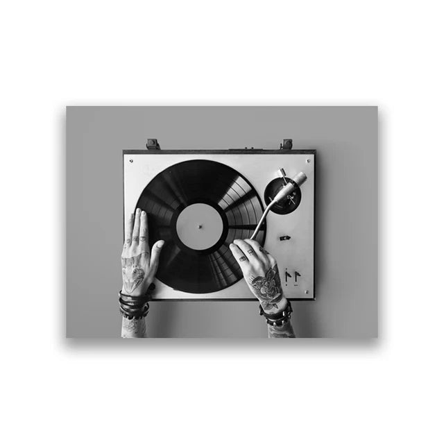 affiche poster noir et blanc disque musique