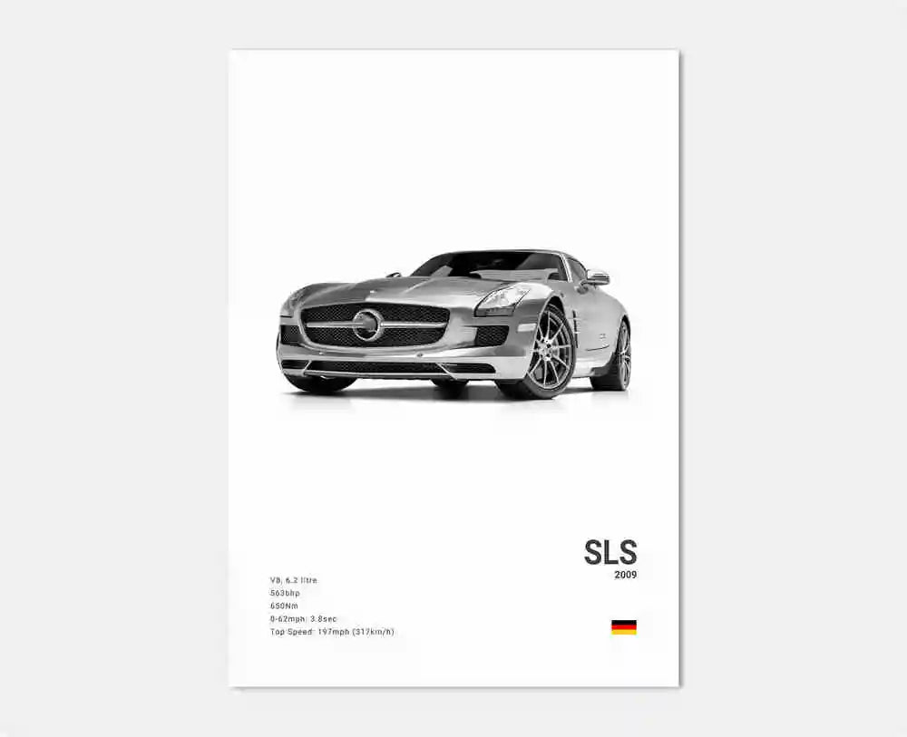 affiche poster noir et blanc voiture vintage