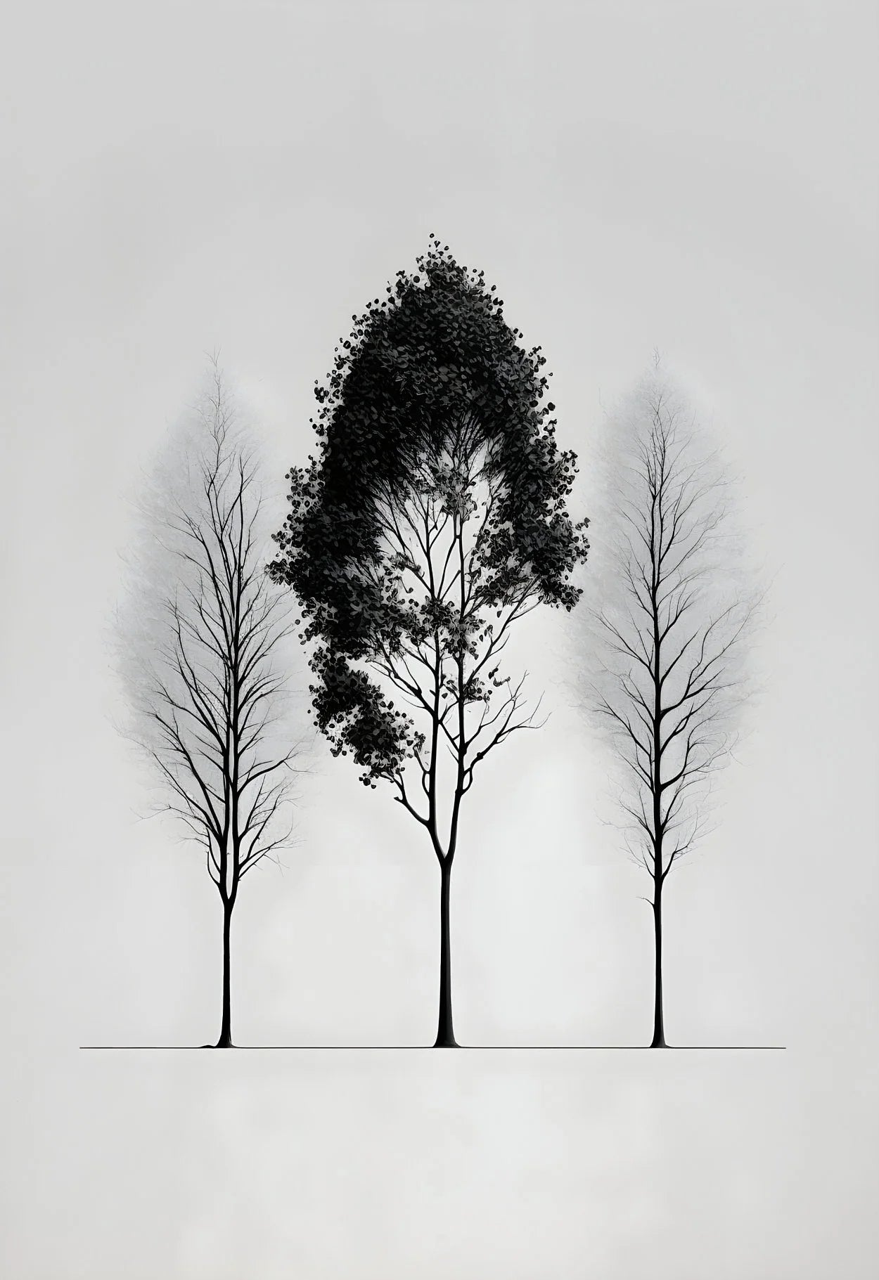 affiche poster noir et blanc arbre