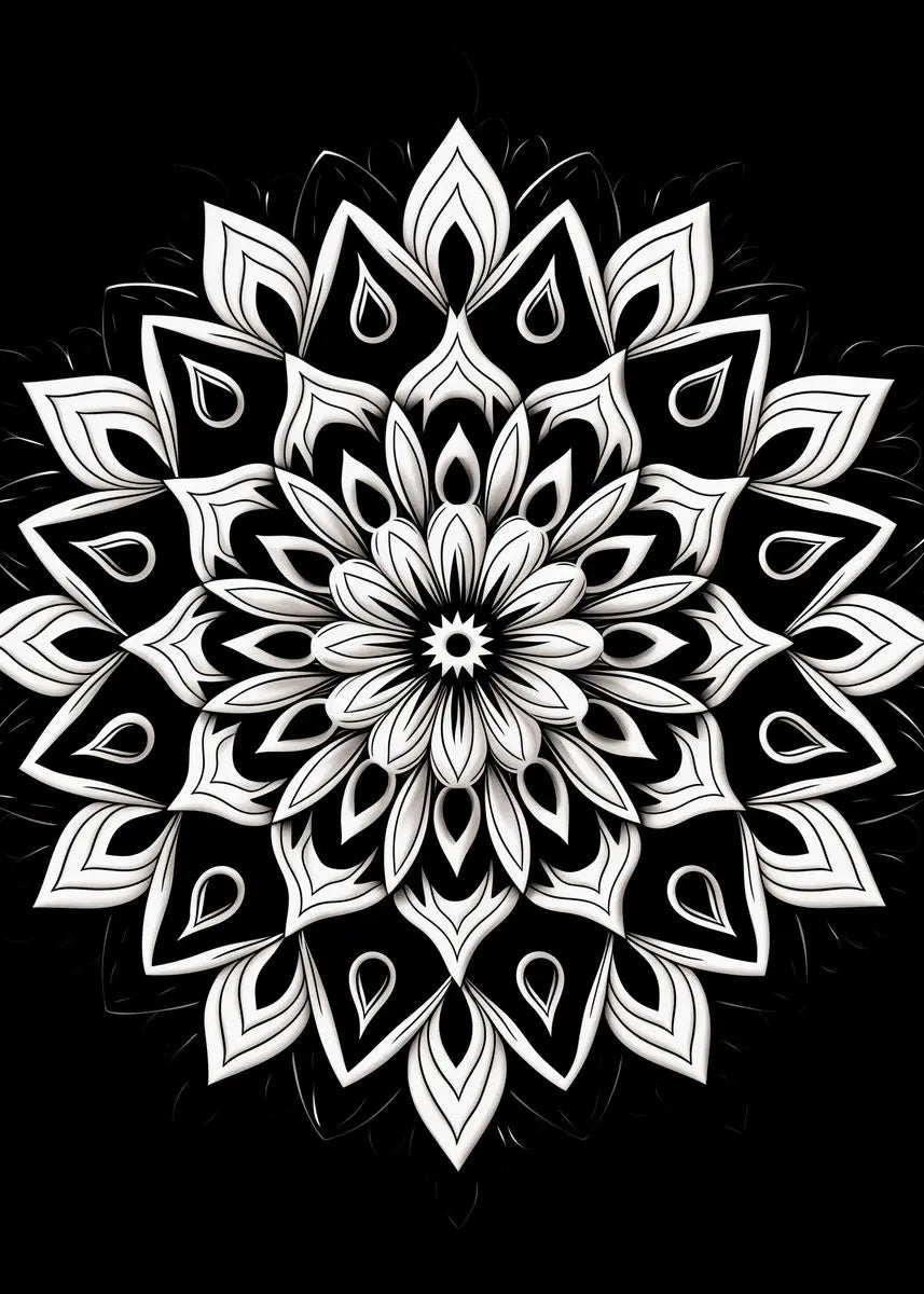 affiches poster mandala noir et blanc