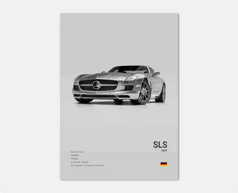 affiche poster noir et blanc voiture vintage