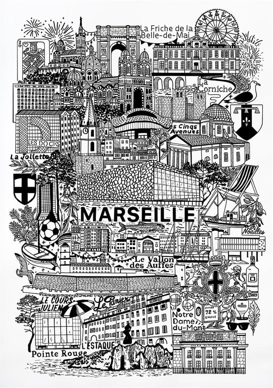 Affiche Dessin de Marseille-Affiche- affiches-posters.fr