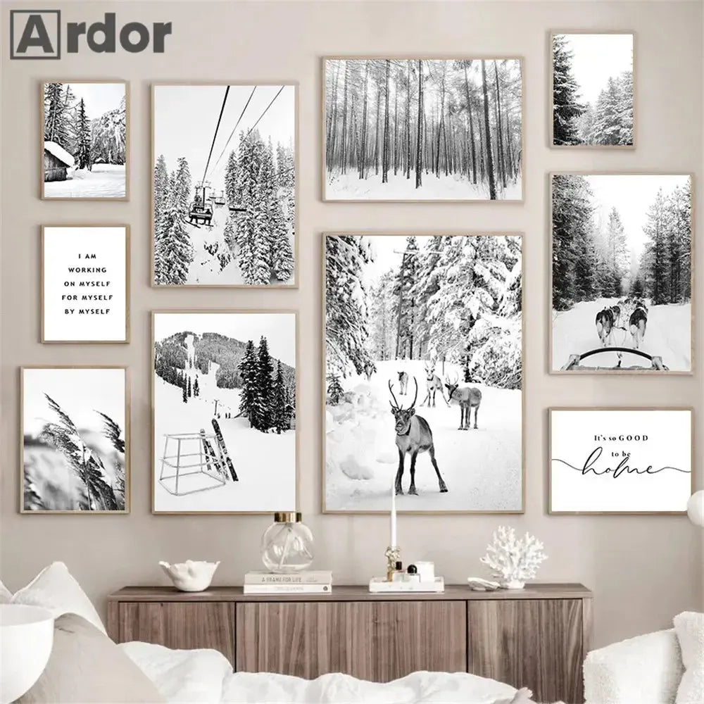 affiche poster montagne noir et blanc-Affiche- affiches-posters.fr