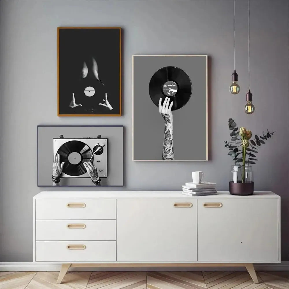 affiche poster noir et blanc disque musique-Affiche- affiches-posters.fr