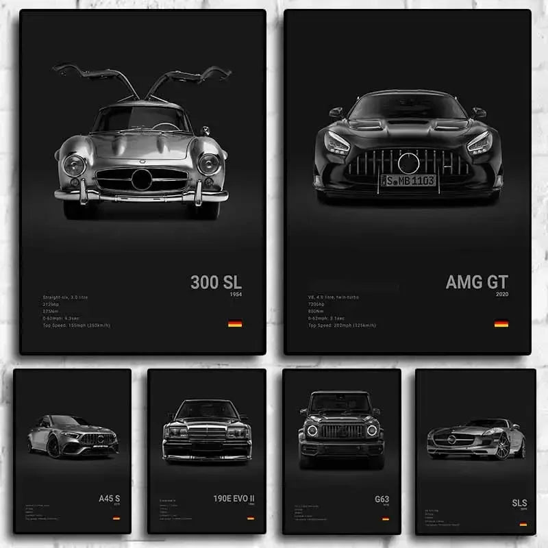 affiche poster noir et blanc voiture vintage-Affiche- affiches-posters.fr