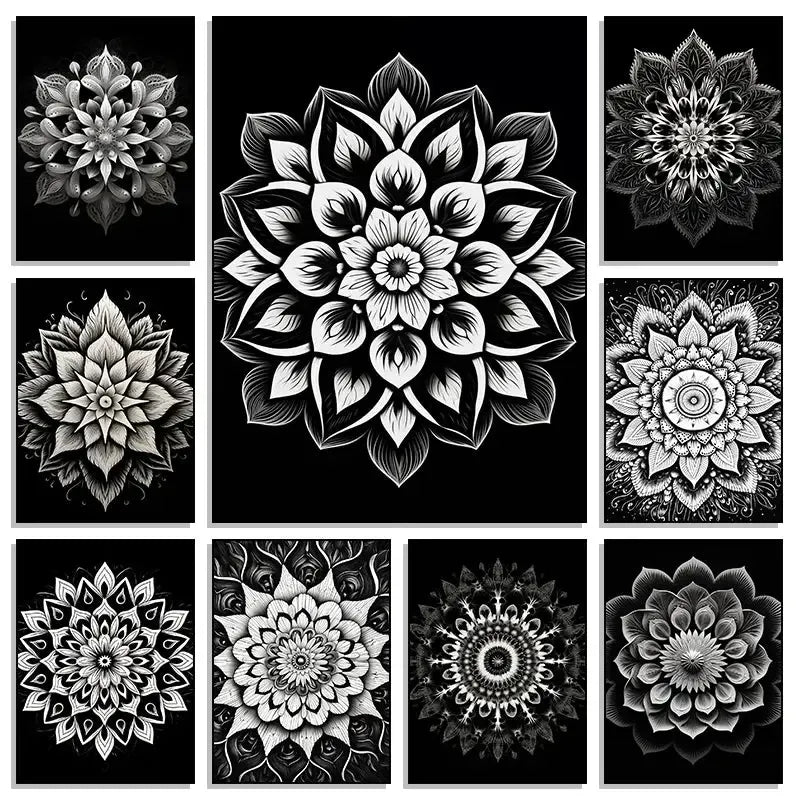 affiches poster mandala noir et blanc-Affiche- affiches-posters.fr