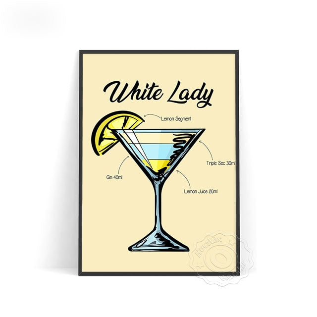 Affiche Cocktail White Lady