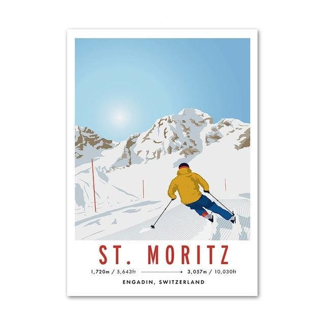 Poster Ski St. Moritz-Affiche- affiches-posters.fr